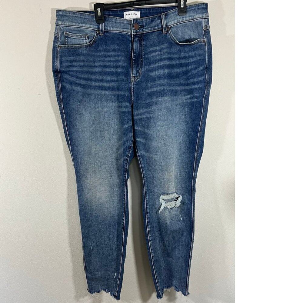 NWOT Lane Bryant High Rise Skinny Curvy Fit Distressed Jeans Size 22 Dark Wash